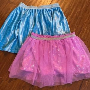 Light blue velvet knife pleat pleated‎ skirt elastic waistband and purple skort